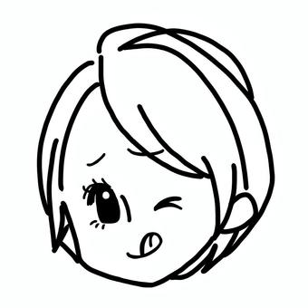 線画のてへぺろな顔 てへぺろ,テヘ,ペロ,ウインク,ごめん,舌,小悪魔,あっかんべー,線画,塗り絵のイラスト素材