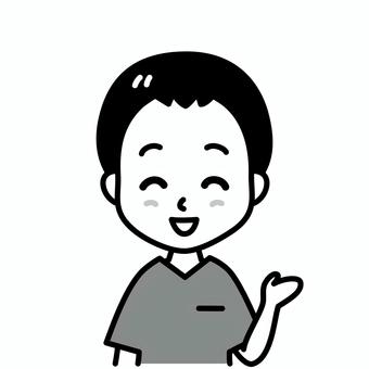 女性医療スタッフ　白黒 女性,白黒,医療,スタッフ,医者,笑顔,医師,先生,看護師,介護士のイラスト素材