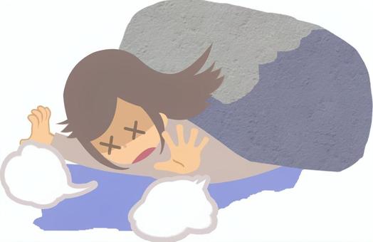 重圧に負けた女性けむりあり 重圧,負担,ストレス,プレッシャー,負荷,圧迫,重荷,責任,息が詰まる,窮屈のイラスト素材