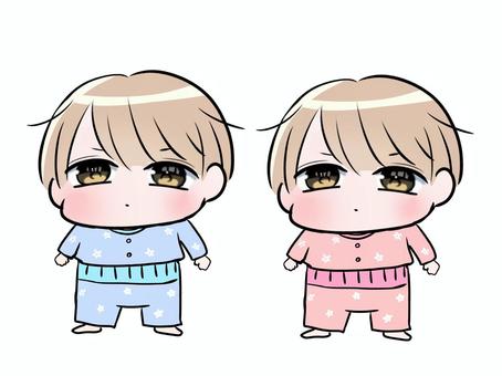 腹巻き付きパジャマの子供