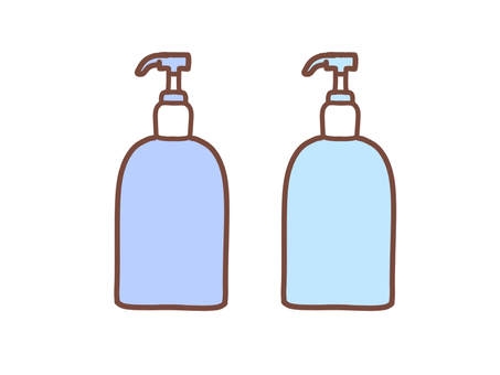 シンプルなシャンプーボトルのイラスト シャンプー,リンス,コンディショナー,ボトル,シンプル,水色,手描き,青,衛生,風呂のイラスト素材