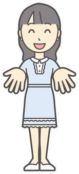  ワンピースお嬢様-020-全身 ください,お嬢様,女性,女の子,オシャレ,人物,かわいい,ちょうだい,ねだる,欲しいのイラスト素材