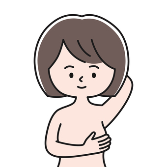 自己検診 上半身 裸_影 OKW 女性,レディ,はだか,乳房,乳腺,乳管,乳癌,乳がん検診,ピンクリボン,セルフチェックのイラスト素材