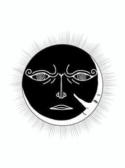 三日月・トライバル トライバル,タトゥー,三日月,顔,オシャレのイラスト素材
