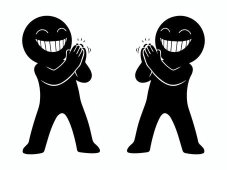 にやけ顔の悪人Ｋのけぞり拍手 悪人,にやける,悪,悪役,悪意,嘲笑,あざけ笑い,悪行,いたずら,ずるのイラスト素材