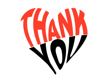 Illustration image of a heart-shaped thank you, , JPG and PNG