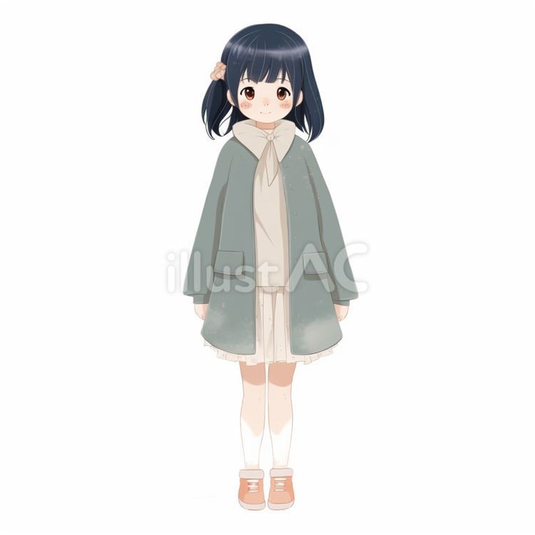 髪飾りを付けマントを着たかわいい女の子 女の子,髪飾り,マントのイラスト素材