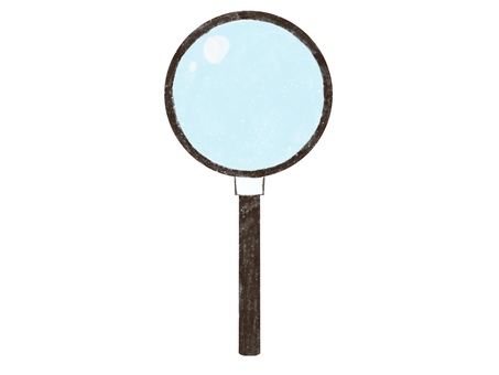 手描き　虫眼鏡のシンプルイラスト 虫眼鏡,検索,探す,発見,謎解き,調査,実験,科学,拡大,ルーペのイラスト素材