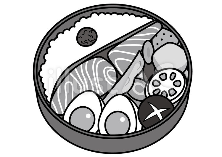 鮭弁当-2c 弁当,鮭,ゆで卵のイラスト素材