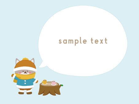 冬のよそおいの動物のフレーム③ 動物,冬,吹き出し,フレーム,飾り枠,枠,犬,狼,マフラー,ニット帽のイラスト素材