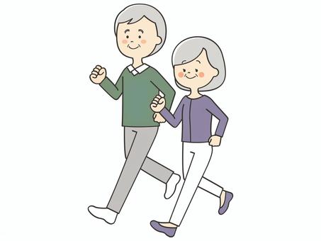 歩くお年寄り 歩く,走る,おじいさん,おじいちゃん,男性,男,祖父,父,お父さん,女性のイラスト素材