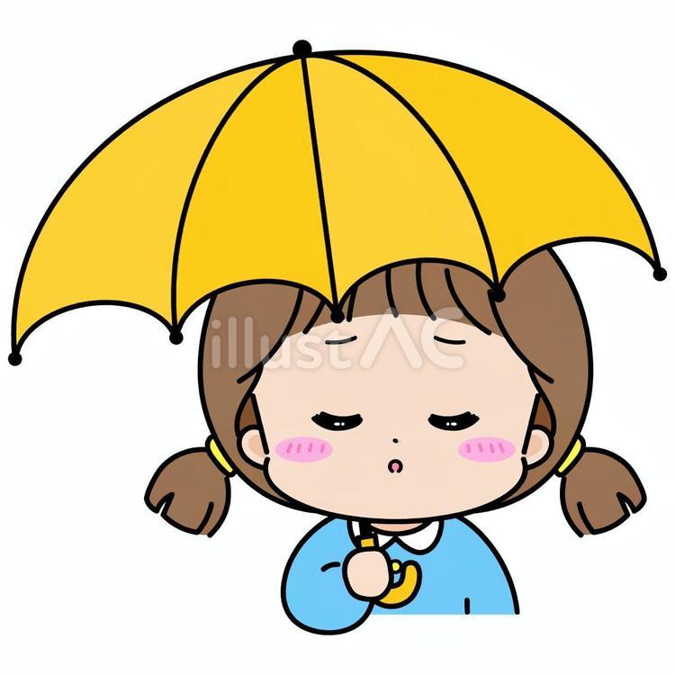 傘をさしている悲しそうな女の子 傘,持つ,雨のイラスト素材