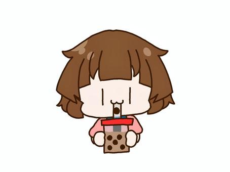 タピオカジュースを飲む女の子 タピオカジュース,タピオカ,飲む,女の子,子供,幼児,小学生,コップ,ストロー,粒のイラスト素材