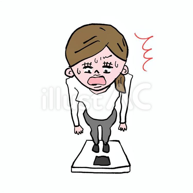 らくがき女性　体重計に乗る 体重計,乗る,乗ったのイラスト素材