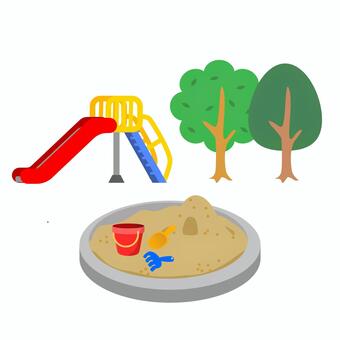公園 公園,遊び場,広場,緑,木,植物,遊び,生活,暮らし,砂場のイラスト素材