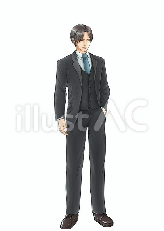 スーツ姿　男性　全身　03 スーツ,男性,スーツ姿のイラスト素材