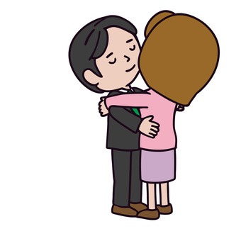 抱きしめ合う人 抱きしめる,ハグ,愛情,安心,思いやり,優しさ,再会,恋人,家族,温もりのイラスト素材