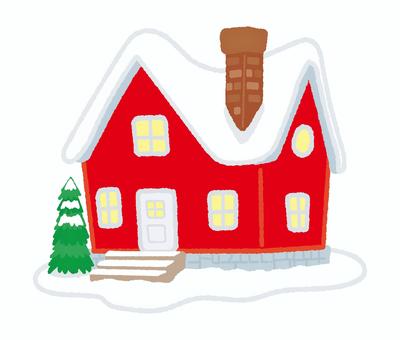煙突のあるクリスマスハウス クリスマス,ハウス,もみの木,雪,クリスマスイメージ,煙突,冬のイラスト素材