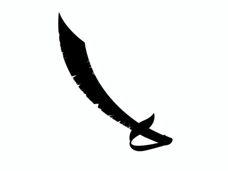 カットラス2 カットラス,傷,ボロボロ,欠ける,湾曲,武器,刃物,剣,海賊,シルエットのイラスト素材