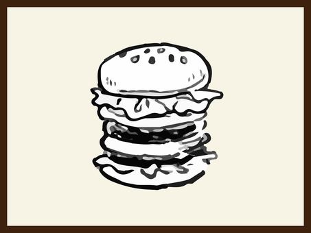 ハンバーガー リアル イラスト ハンバーガー リアル イラスト ハンバーガー,リアル,食べ物,外食,バンズ,パテ,ファーストフード,手描き,イラストのイラスト素材