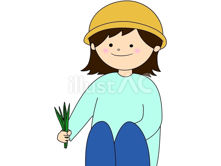草むしりをする女性（主線あり） 草取り,草抜き,草むしりのイラスト素材
