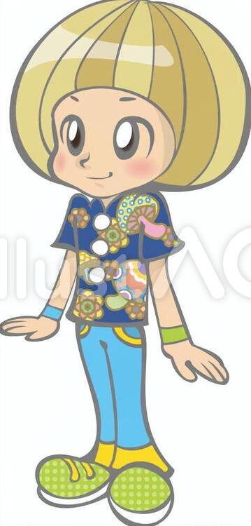 昭和のマンガチックなぼく サイケ,ぼく,マッシュルームのイラスト素材