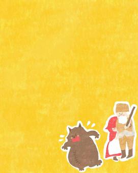赤ずきんと逃げるオオカミ♪ かわいい,赤ずきん,オオカミ,猟師,女の子,女,女性,人,おじいさん,老人のイラスト素材