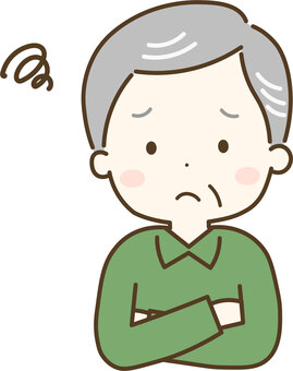 悩む・モヤモヤするおじいさん おじいさん,祖父,高齢,高齢者,悩む,モヤモヤ,困る,わからない,どうしよう,困惑のイラスト素材