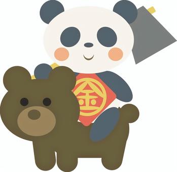 金太郎パンダ パンダ,キャラクター,動物,金太郎,こどもの日,端午の節句,くま,男の子,5月,夏のイラスト素材