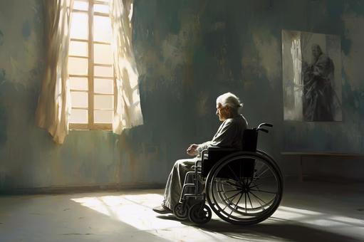 Illustration, wheelchair, senior citizens, people, 