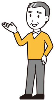 ニット中年男性(黄)-436-全身