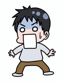 ガーン！あいた口がふさがらない！ 男の子,ショック,青ざめる,蒼白,汗,固まる,驚き,がっかり,ガビーンのイラスト素材