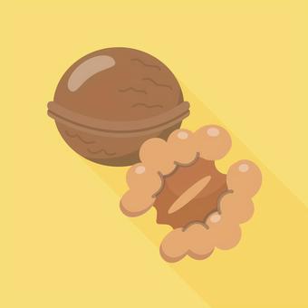 胡桃のイラスト クルミ,くるみ,ナッツ,秋,木の実,核果,胡桃,茶色,丸,食用のイラスト素材