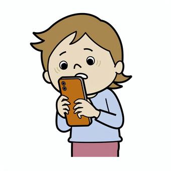 視力_子どもスマホ2_輪郭あり 子ども,キッズ,幼児,近視,近眼,目,視力,視力低下,疲れ目,姿勢のイラスト素材