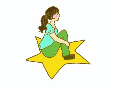 明星和女孩, 可爱的, 星, 女孩, JPG 和 PNG
