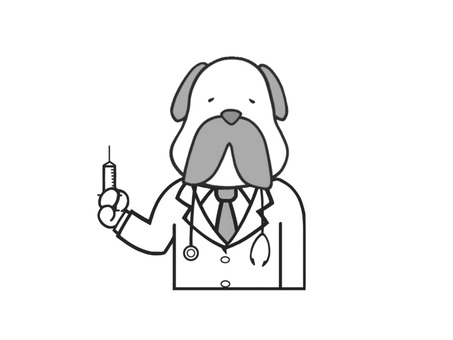 動物の犬(イヌ)のお医者さん(先生) 医者,犬,動物,いぬ,聴診器,白衣,ネクタイ,病院,診察,お医者さんのイラスト素材