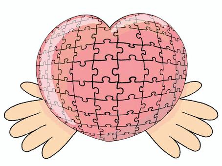 ハートのパズルを守る手 ハート,気持ち,心,パズル,手,守る,大切,pop調,手描き,挿絵のイラスト素材
