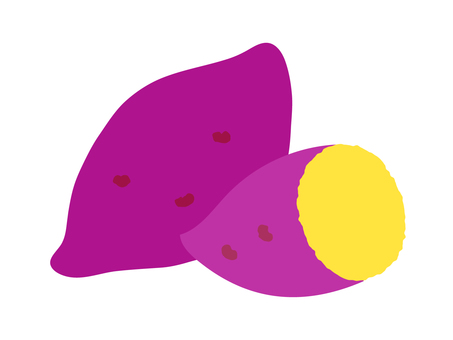 手描きのさつまいも・焼き芋のイラスト さつまいも,芋,焼き芋,秋,秋の味覚,野菜,食べ物,イモ,かわいい,手描きのイラスト素材