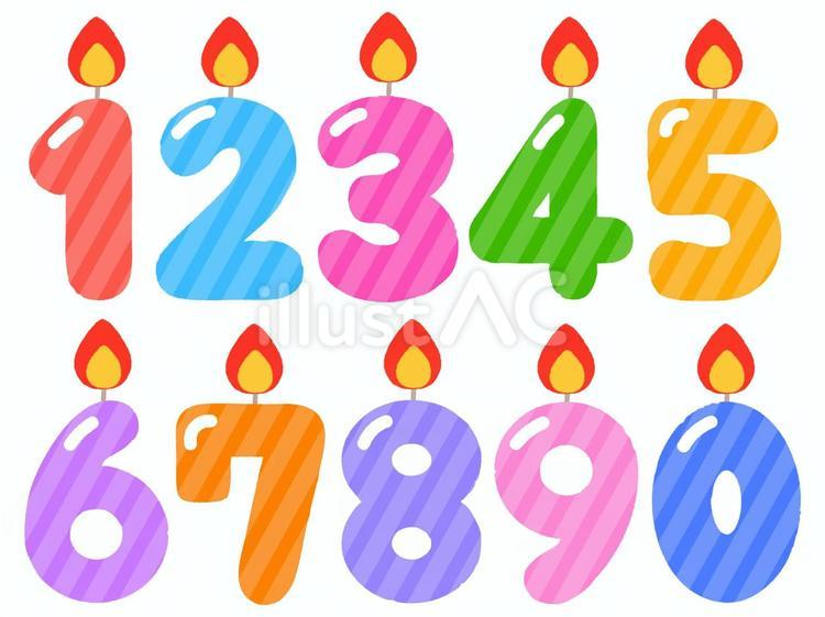 数字のろうそく（ストライプ） 誕生日,ロウソク,数字のイラスト素材