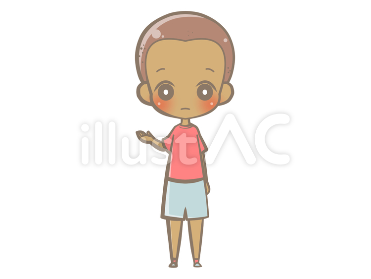 全身-外国の子-示す-無表情200913 男の子,無表情,示すのイラスト素材