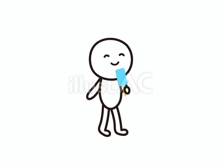 アイスを食べる棒人間のイラスト アイス,夏,食べるのイラスト素材