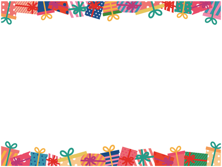 プレゼントフレーム③ プレゼント,誕生日,クリスマス,贈り物,リボン,お祝い,フレーム,装飾,枠,おしらせのイラスト素材