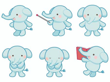ゾウのイラストセット かわいい,イラスト,イラスト素材,カットイラスト,動物,アニマル,ゾウ,ぞう,象,お辞儀のイラスト素材