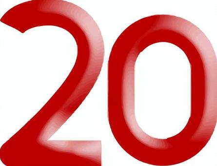 数字二桁　 数字,立体,数える,表示,二桁,20,赤のイラスト素材