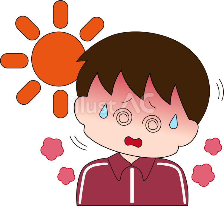 熱中症　ジャージの学生 熱中症,脱水症,立ちくらみのイラスト素材