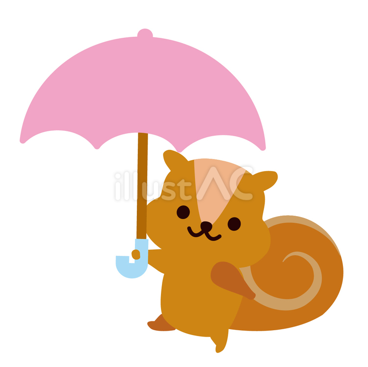 傘をさすりす 傘,動物,りすのイラスト素材