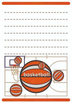 バスケットボール便箋■コート＆ボール