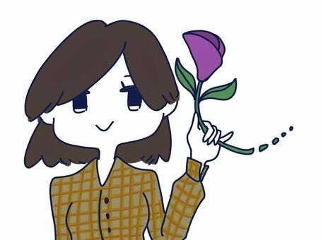 Girl with flowers (color) - No background, flower, color, girl, JPG and PNG