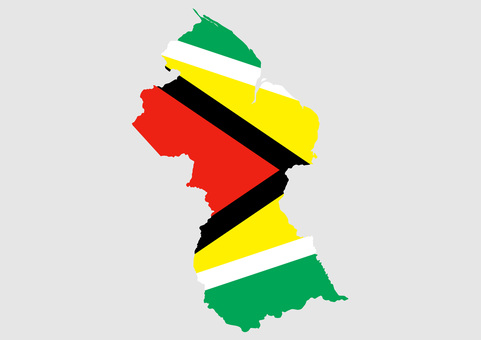 ガイアナの地図（国旗柄） ガイアナ,地図,国旗,外国,海外,地理,土地,国土,地形,世界のイラスト素材