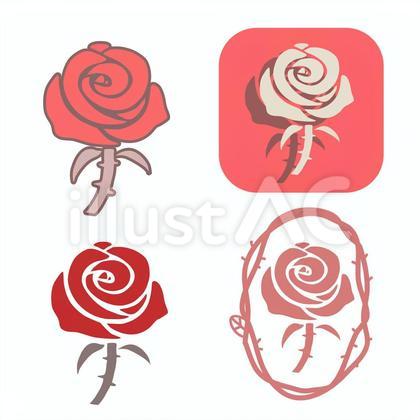 花のアイコン11_バラのセット
